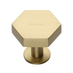 M Marcus Heritage Brass Hexagon Design Cabinet Knob with Rose 32mm